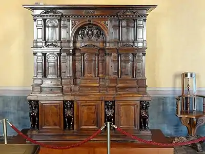 Wardrobe; c.1530; carved walnut; height: 230 cm; Château d'Écouen