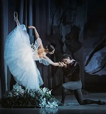 Kateryna Kukhar wearing a Romantic tutu in a scene from Giselle