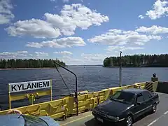 Kyläsalmi cable ferry. Kutvele canal lies in the background.