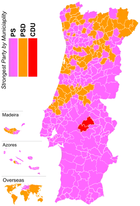 Strongest party by municipality.