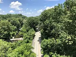 View north on Falls Road from overpass for W. 29th Street in Jones Falls Area, Baltimore