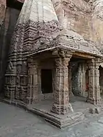 The temple, tower has been partially restored.