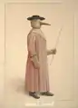 Physician in plague preventive costume, as described by Manget