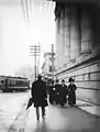 Hastings and Granville, Vancouver, featuring a streetcar and folk in formal wear, circa 1905