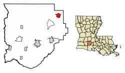 Location of Church Point in Acadia Parish, Louisiana.