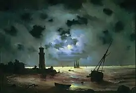 Sea coast at night. Near the beacon (1837)