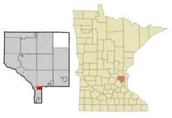 Location of the city of Spring Lake Parkwithin Anoka and Ramsey Countiesin the state of Minnesota