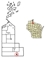 Location of Butternut in Ashland County, Wisconsin.