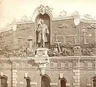 The Vanderbilt statue among its original sculpted relief