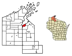 Location of Ashland in Ashland Countyand Bayfield County, Wisconsin