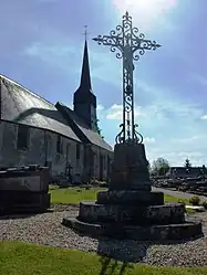 The church and cross in Bazoques