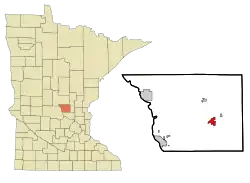 Location of Foleywithin Benton County and state of Minnesota