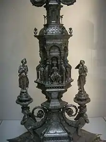 Lantern of a cross carved in silver