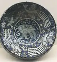 Bowl with elephant and three phoenixes