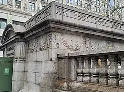 Close-up detail of engravings on the wall