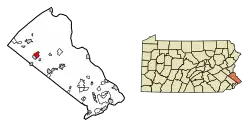 Location of Perkasie in Bucks County, Pennsylvania