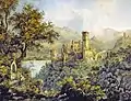 Stolzenfels Castle in 1836 shortly before the conversion to a palace