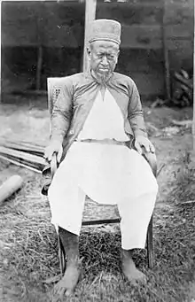 Photograph of the Sultan Achmad Nazaruddin (1858-81) taken during a Royal Netherlands Geographical Society expedition from 1877 - 1879, by Daniël David Veth.