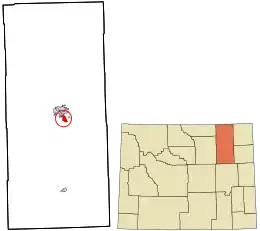 Location in Campbell County, Wyoming and the state of Wyoming.
