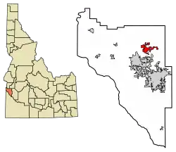 Location of Middleton in Canyon County, Idaho.
