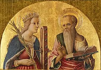 Carlo Crivelli, Saint Catherine of Alexandria and Girolamo (1470)