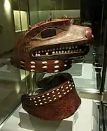 Helmet and collar made by the Tlingit people (late 18th century).