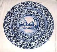 A modern plate from Caltagirone, Sicily, painted in cobalt blue.