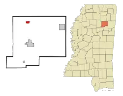 Location of New Houlka, Mississippi