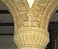 Christ Church, Welshpool. Terracotta detailing on the arch above the limestone Romanesque revival column capital