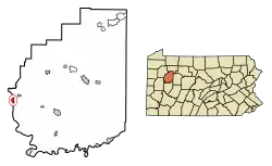 Location of Foxburg in Clarion County, Pennsylvania.
