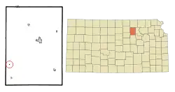 Location within Clay County and Kansas
