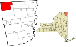 Location in Clinton County and the state of New York.