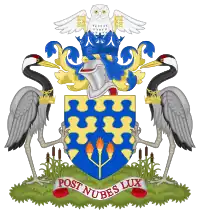 An astral crown in crest in the coat of arms of Cranfield University