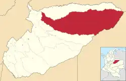 Location of the municipality and town of Paz de Ariporo in the Casanare Department of Colombia.