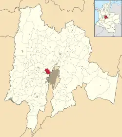 Location of the municipality and town of Funza in the Cundinamarca Department of Colombia