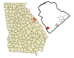 Location in Columbia County and the state of Georgia