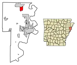 Location of Turrell in Crittenden County, Arkansas.