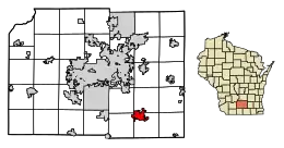 Location of Stoughton in Dane County, Wisconsin