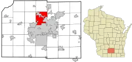 Location of the Town of Westport in Dane County and the state of Wisconsin.