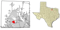 Location of Bartonville in Denton County, Texas