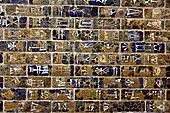 Detail of Nebuchadnezzar II's Building Inscription plaque of the Ishtar Gate, from Babylon, Iraq. 6th century BC. Pergamon Museum