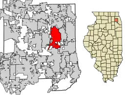 Location of Lombard in DuPage County, Illinois.