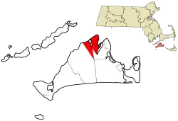 Location in Dukes County in Massachusetts