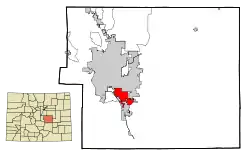 Location of the Security-Widefield CDP in El Paso County, Colorado