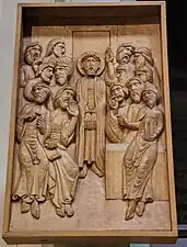 First step of the "Stations of the Cross", with fourteen figures (20th c.)