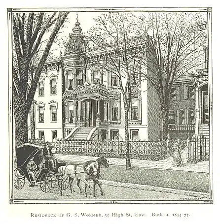 Grover Salman Wormer Residence in 115 E High street built in 1854( reformed in 1877) and demolished in 1960s. The house and the street were destroyed for the construction of the Fisher Freeway.