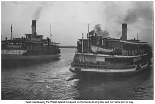 With ferry Kurnell at Walsh Island Dockyard (between 1928 and 1934)