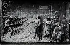 Pedestal bas-relief, Baron von Steuben statue (1915), Valley Forge National Historical Park.