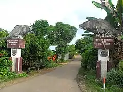 Entrance gate of keramba fish cultivation site.