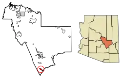 Location of Dripping Springs in Gila County, Arizona.